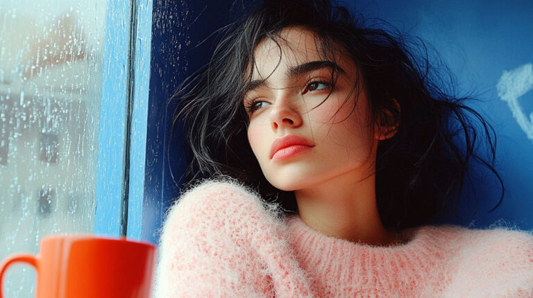 Mujer triste en la ventana